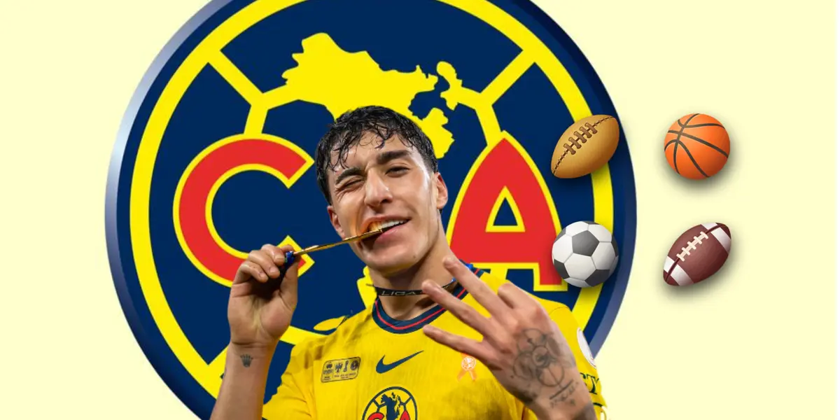 Alejandro Zendejas y pelotas de otros deportes a su lado/Foto Club América.