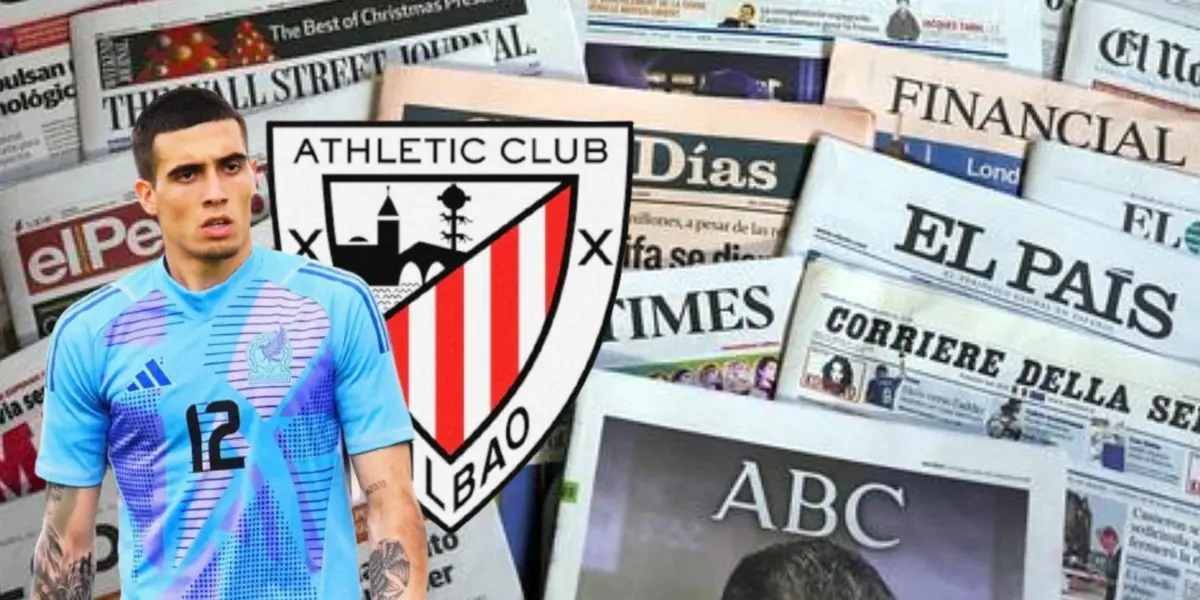 Alex Padilla junto al escudo del Athletic Club / FOTO X