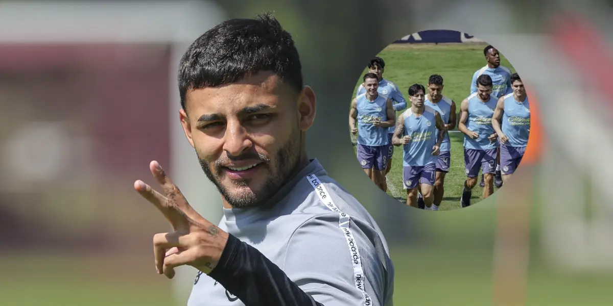 Alexis Vega saludando y jugadores del América/Foto Toluca.