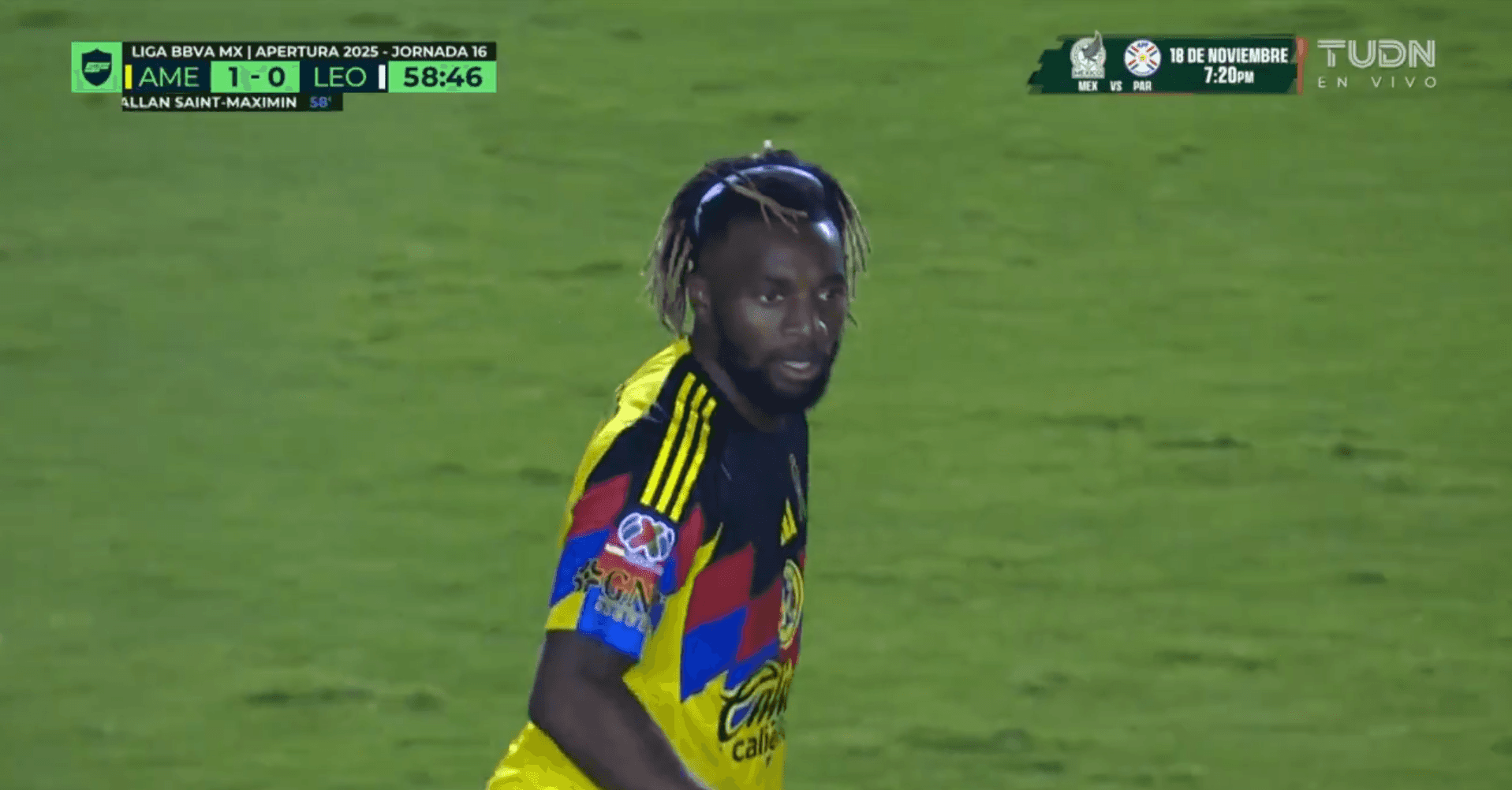 Allan tras gol, captura de TUDN