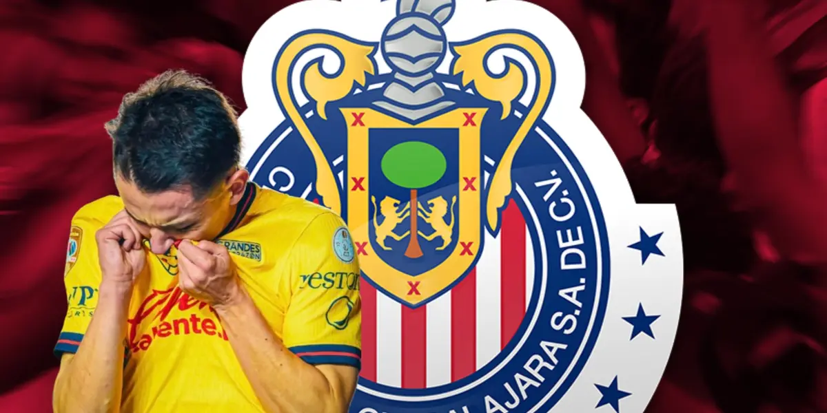 Álvaro Fidalgo junto al escudo de Chivas / FOTO INSTAGRAM