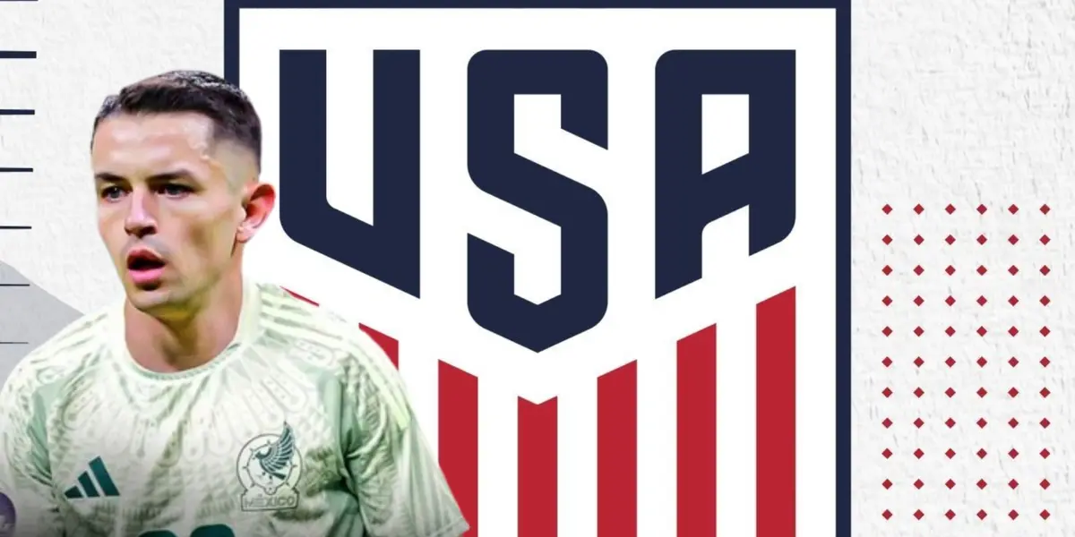 Álvaro Fidalgo junto al escudo de la Selección de Estados Unidos / FOTO YOUTUBE