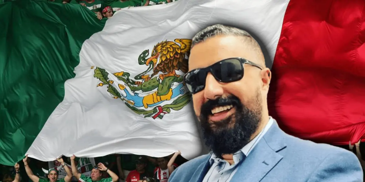 Álvaro Morales y bandera de México/Foto Fútbol Hoy.