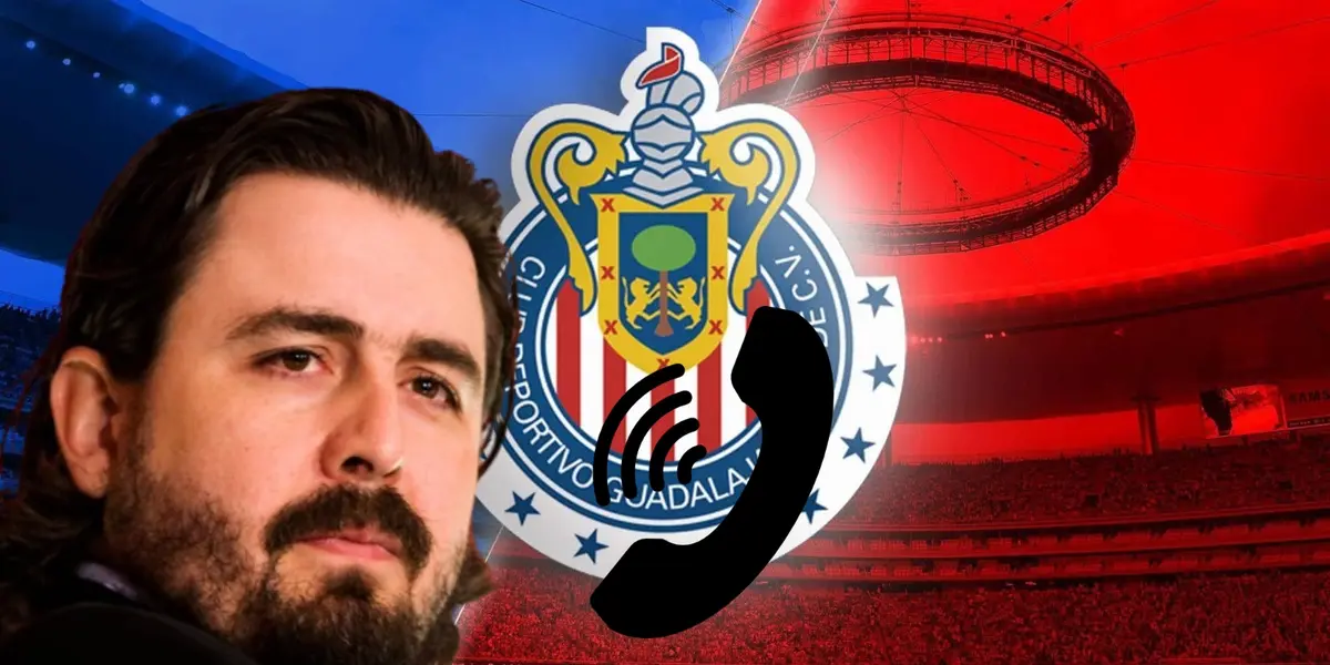 Amaury Vergara junto al escudo de Chivas / FOTO MEDIOTIEMPO