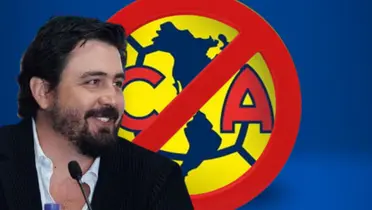 Amaury Vergara junto al escudo del América / FOTO MURAL