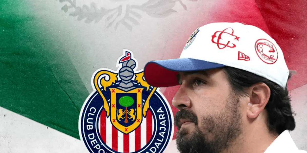 Amaury Vergara y escudo del Guadalajara/Foto Chivas.