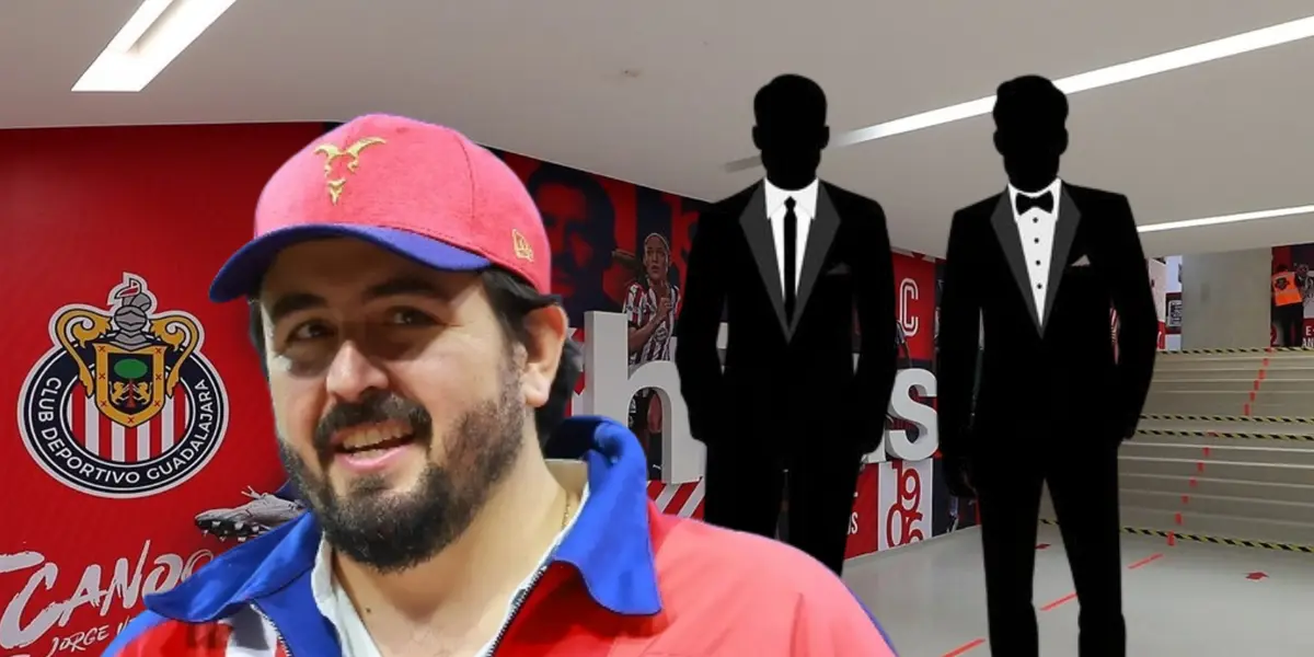 Amaury Vergara y silueta de dos entrenadores/Foto Chivas.