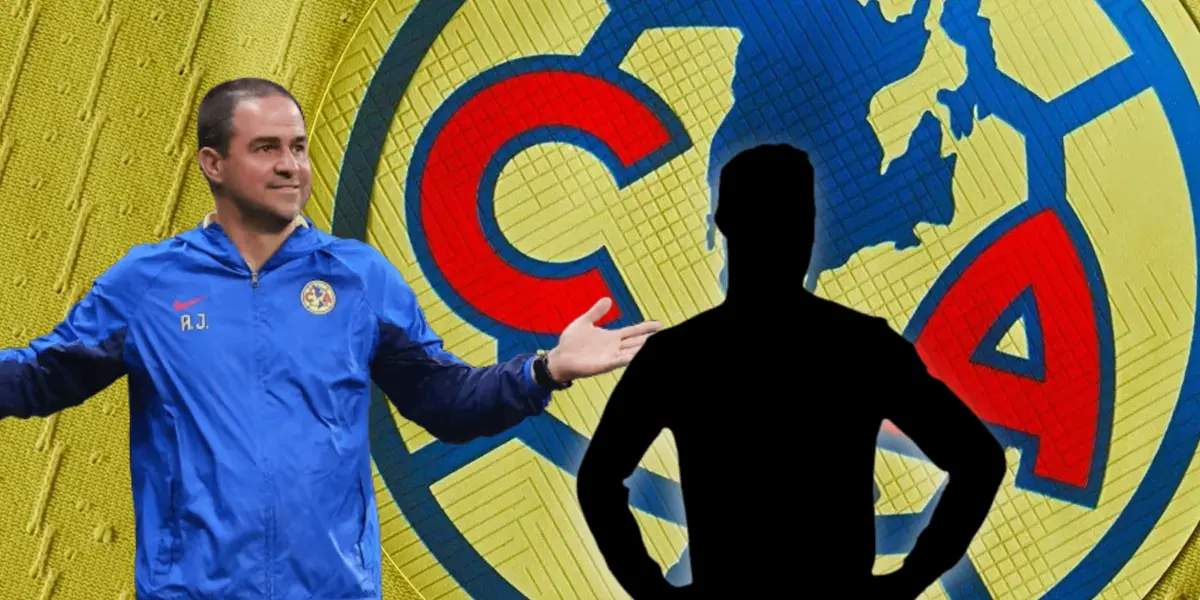 André Jardine con brazos abiertos y silueta de jugador/Foto Soy Fútbol.