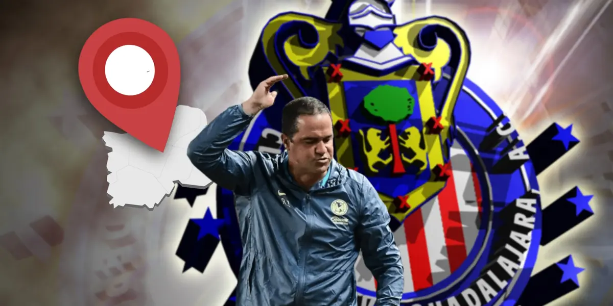 André Jardine con la mano hacia atrás y emoji de ubicación /Foto Tirazo.com