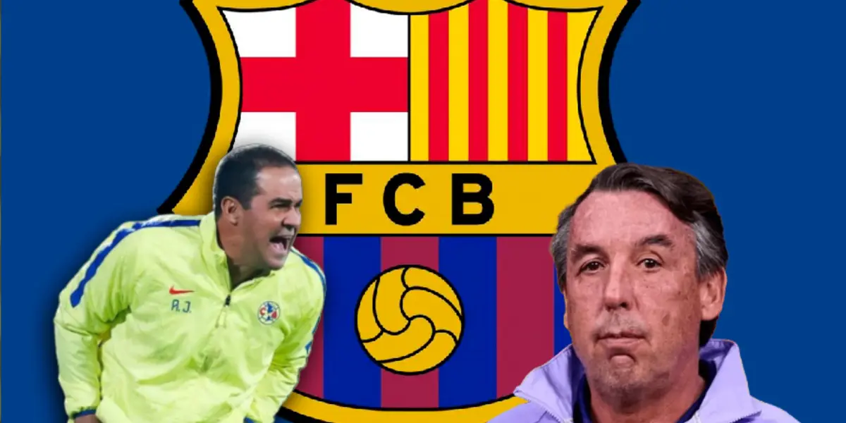 André Jardine, Emilio Azcárraga y logo del Barcelona/Foto Sopitas.com.