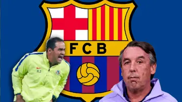 André Jardine, Emilio Azcárraga y logo del Barcelona/Foto Sopitas.com.