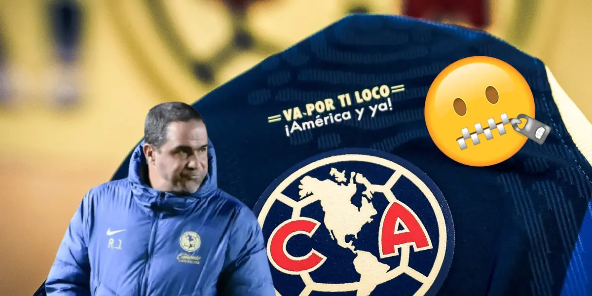 André Jardine, emoji de silencio y logo de las Águilas/Foto Club América.