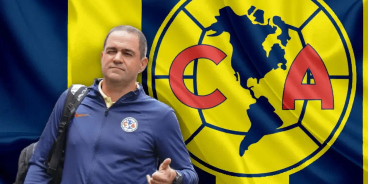 André Jardine guiñando el ojo y escudo del América/Foto besthqwallpapers.com