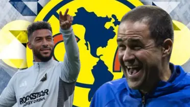 André Jardine junto a Denis Bouanga / FOTO TV AZTECA