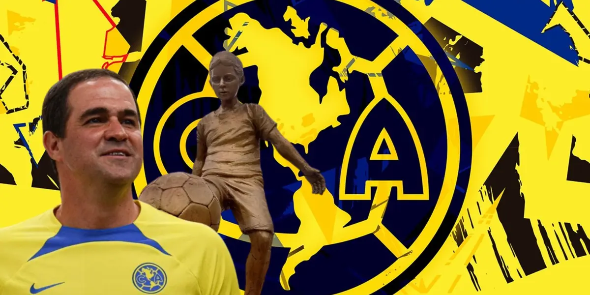 André Jardine junto a una estatua del Niño de Oro / FOTO WIKIPEDIA