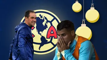 André Jardine sonriendo, Jonathan dos Santos saludando/ Foto Club América.