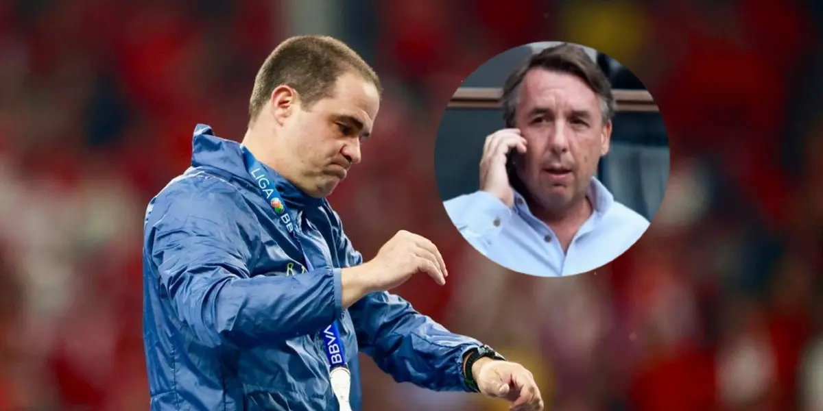 André Jardine y Emilio Azcárraga al teléfono/Foto Reforma Cancha.