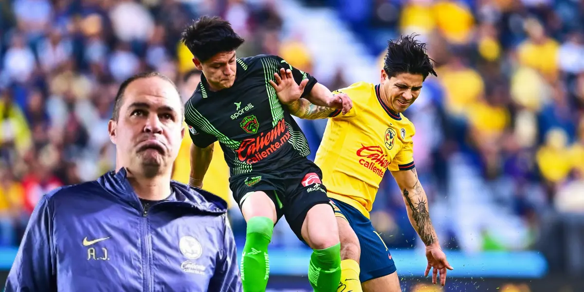 André Jardine y jugadores disputando balón/Foto Club América.