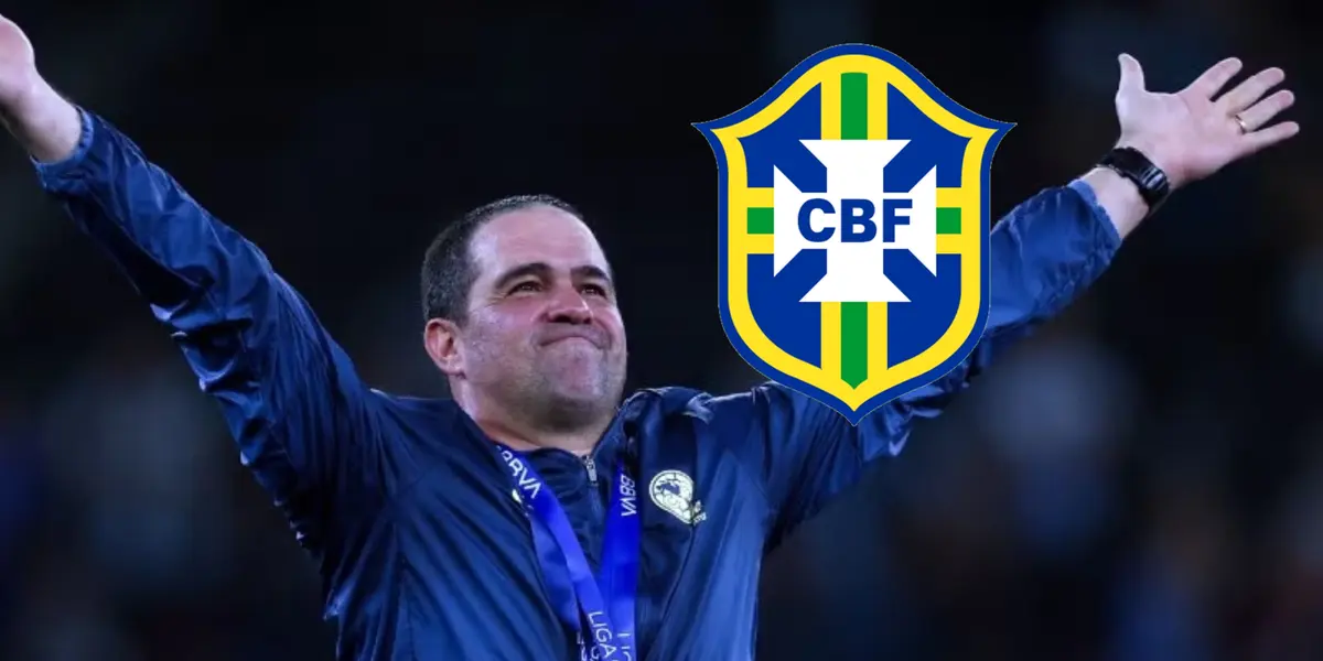 André Jardine y logo de la Selección de Brasil/Foto El Heraldo de San Luis Potosí.