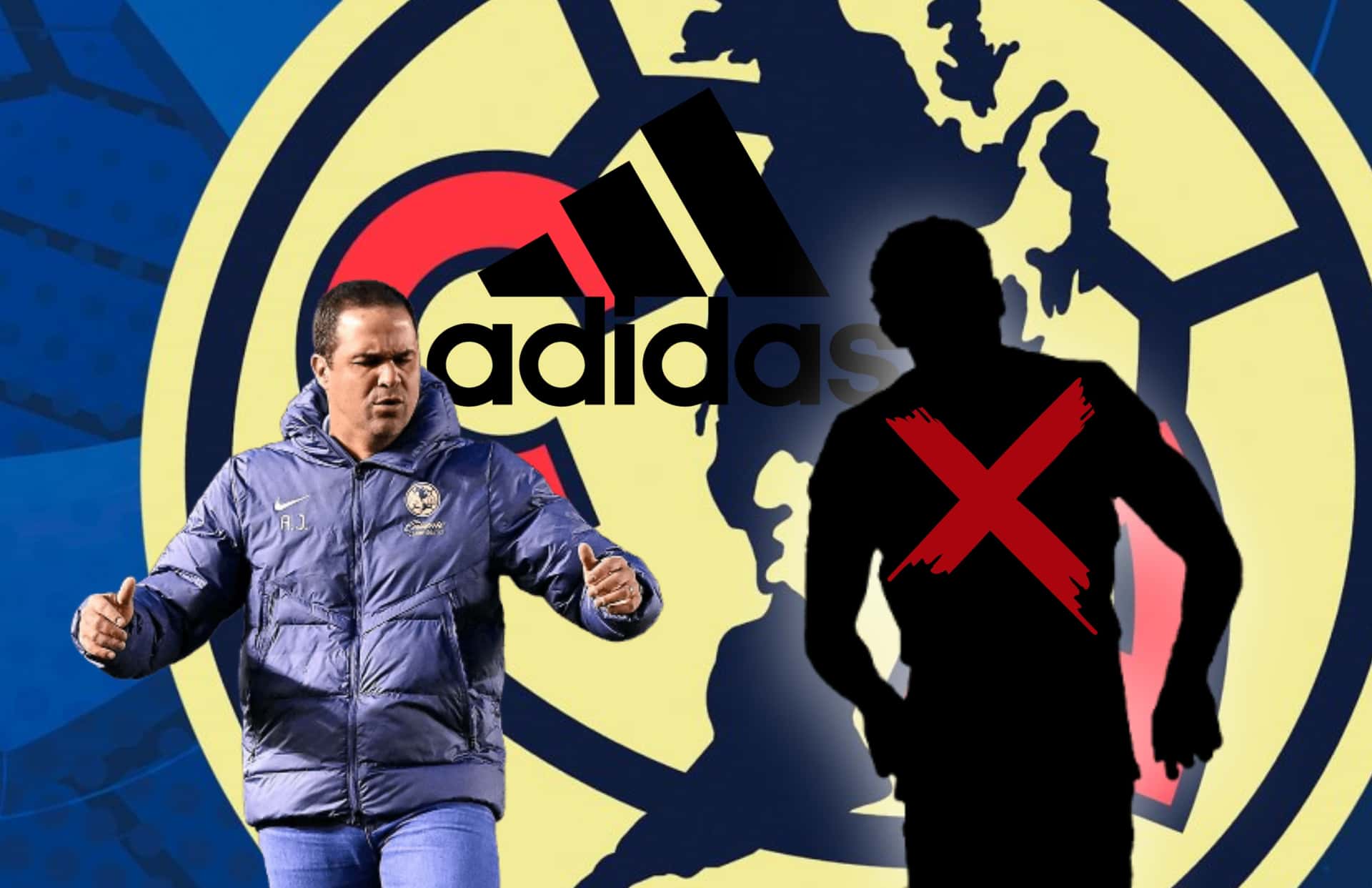 André Jardine y sombra de jugador/Foto Club América.