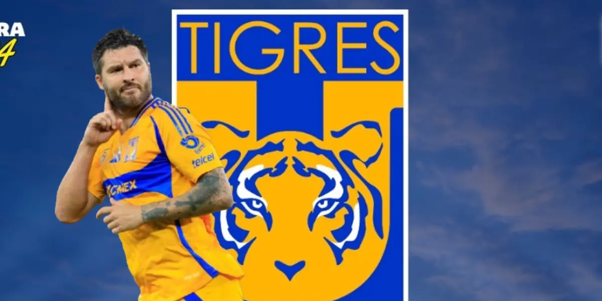 André Pierre Gignac junto al escudo de Tigres / FOTO JAM MEDIA