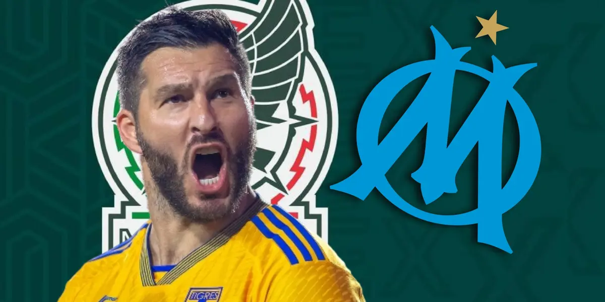 André Pierre Gignac y logo del Marsella/Foto Selección Mexicana.