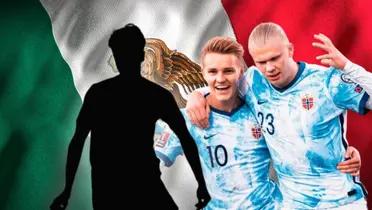 Andreas Heredia en forma de silueta, Martín Odegaard y Erling Haaland/Foto W Deportes.