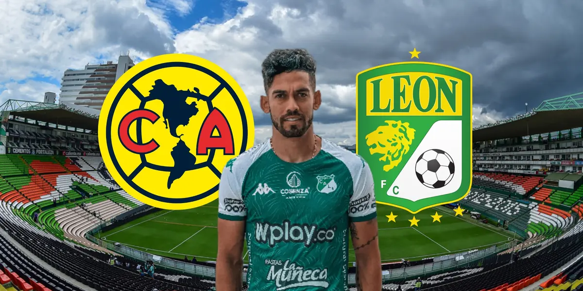 Andrés Andrade y logos de América y León/Foto Mediotiempo.
