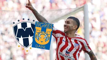 Ángel Correa y logos de equipos Monterrey y Tigres/Foto Vip Deportivo.