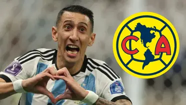 Ángel Di María junto al escudo del América / FOTO C5N