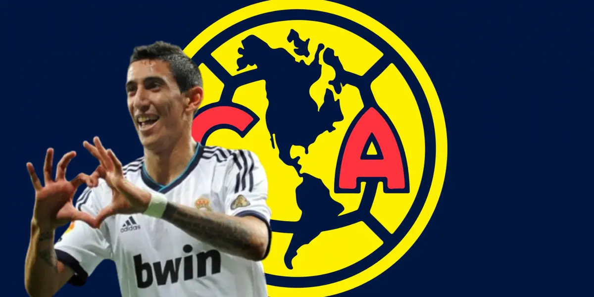 Ángel Di María junto al escudo del América / FOTO SUPERDEPOR