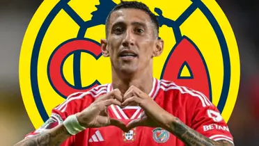 Ángel Di María junto al escudo del América / FOTO UEFA