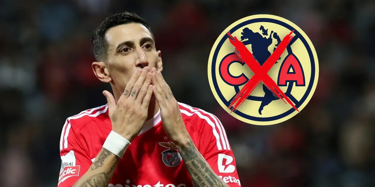 Ángel Di María y escudo del América con cruz en el centro/ Foto Olé.