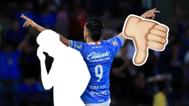 Ángel Sepúlveda, emoji de dedo hacia abajo y silueta de jugador/ Foto Cruz Azul.