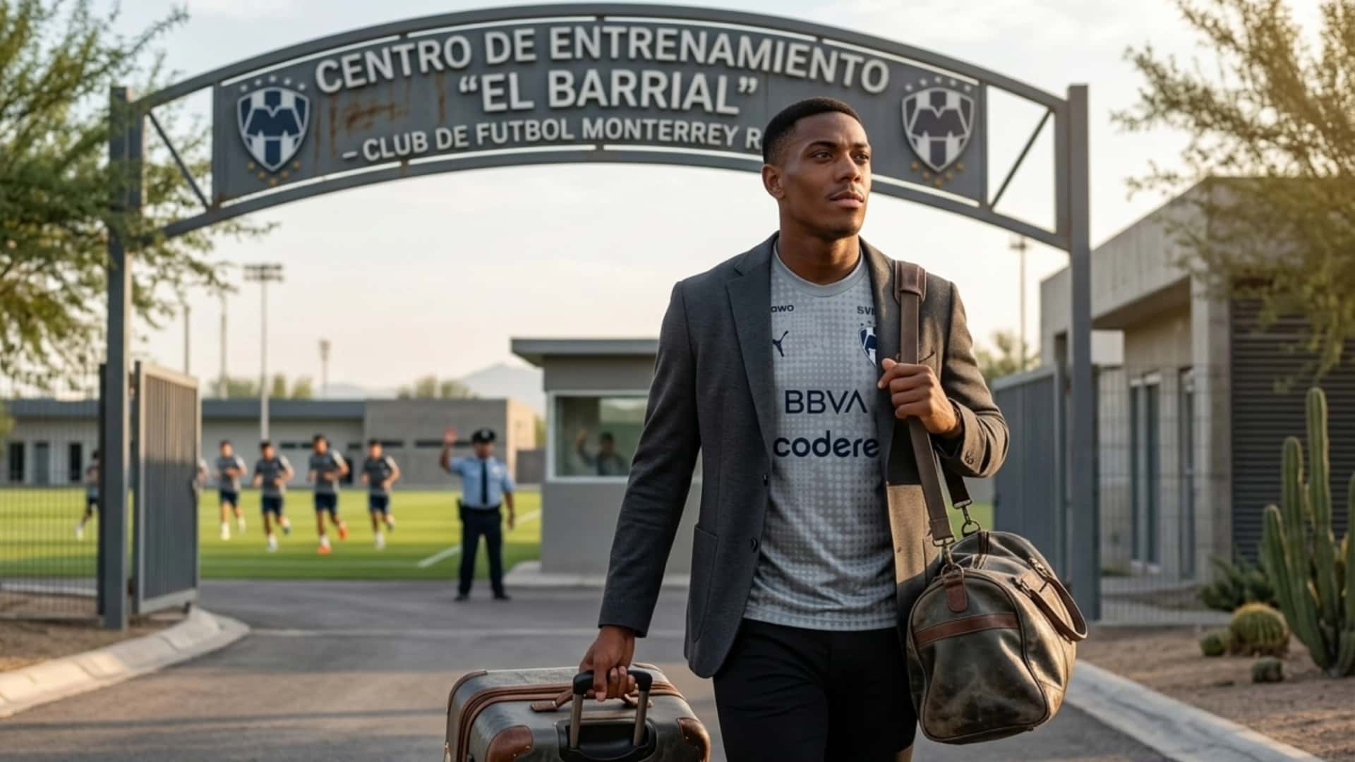 Anthony Martial llevándose maletas de la concentración de Rayados