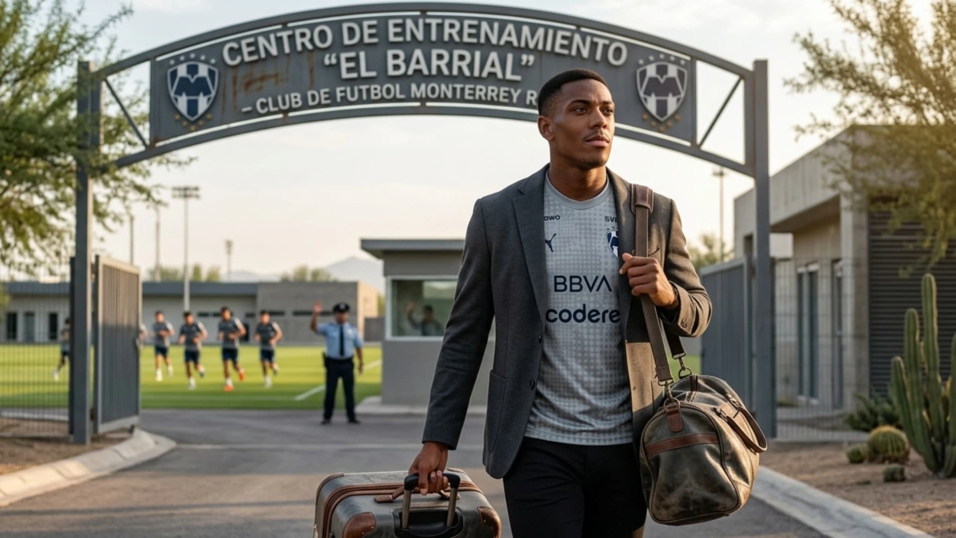 Anthony Martial llevándose maletas de la concentración de Rayados