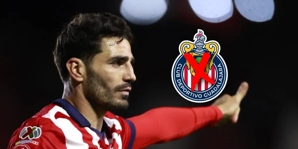 Antonio Briseño y escudo de Chivas con cruz roja en medio/ Foto Vanguardia.mx