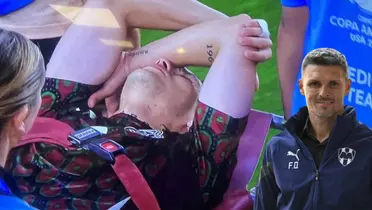 Arteaga saliendo inmovilizado del México vs Ecuador. Foto: ABC noticias