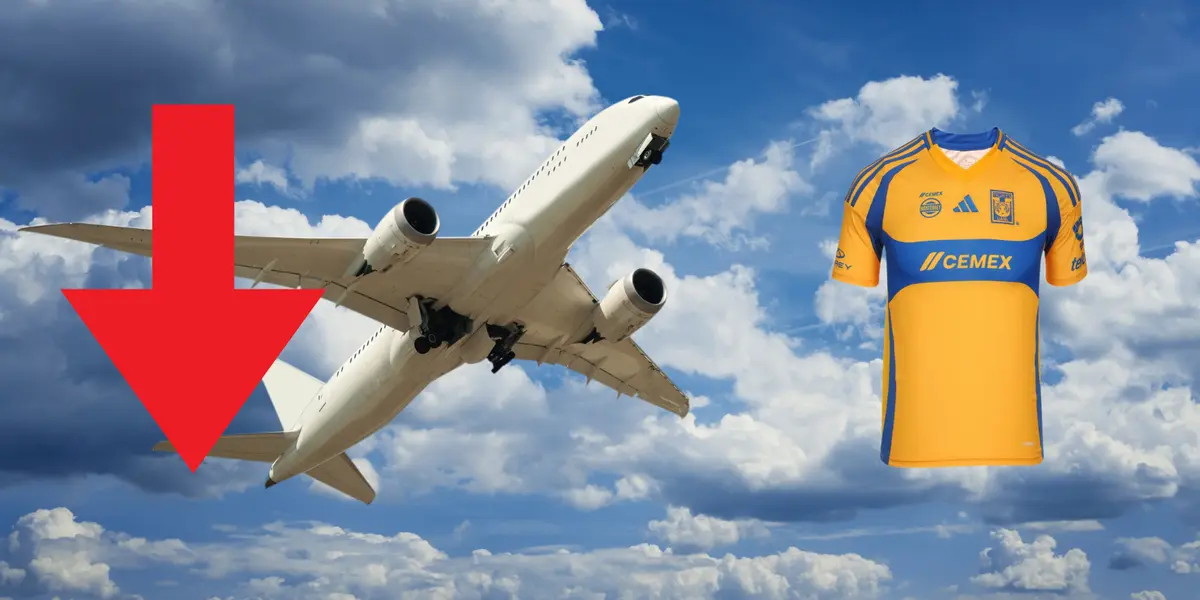 Avión de fondo, tomado de Canva, con jersey de Tigres