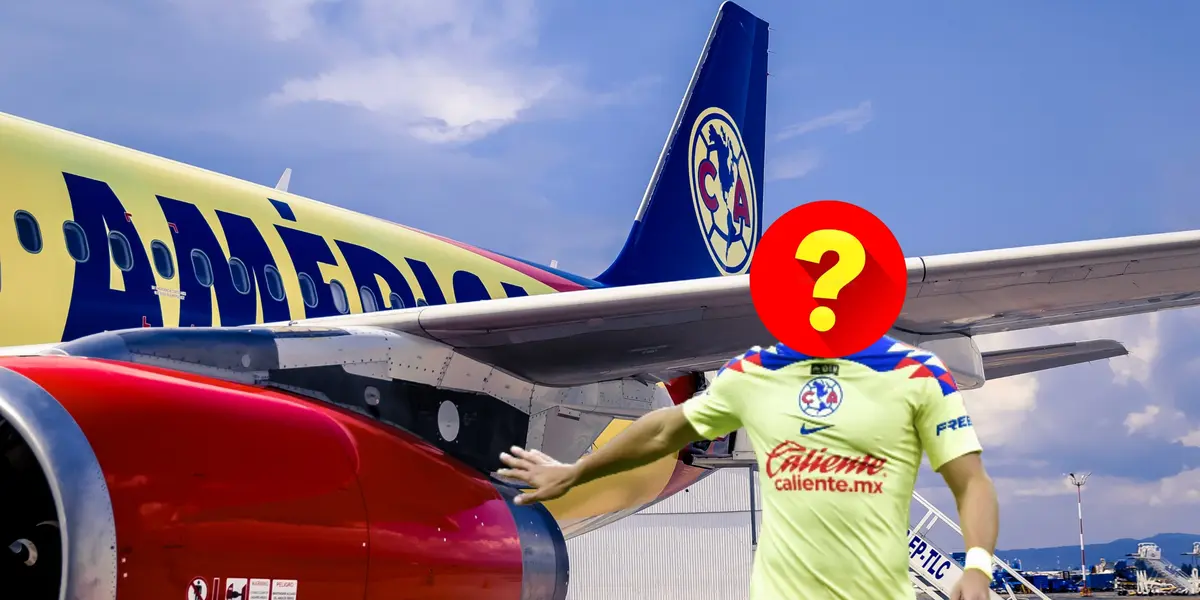 Avión del América y futbolista con el rostro tapado/ Foto Club América.