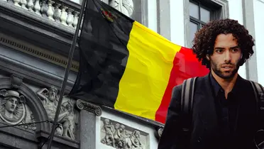 Bandera de Bélgica tomada de Canva, con Huerta al frente
