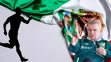 Bandera de México tomada de Canva, con Aguirre al frente