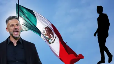 Bandera de México tomada de Canva, con Demichelis al frente