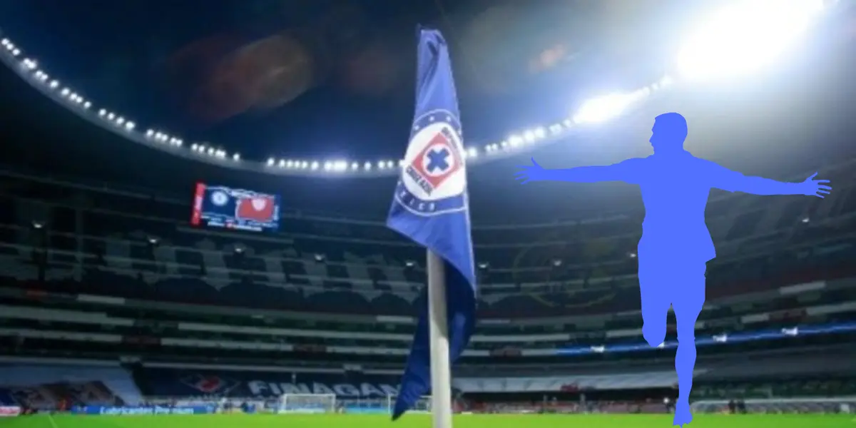 Banderín de córner con escudo de Cruz Azul en el Azteca. Foto: Bolavip