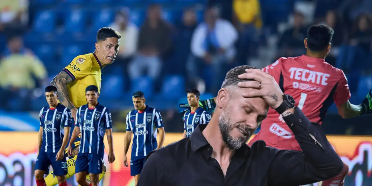 Brian Rodríguez tirando a gol, Martín Demichelis y jugadores/ Foto San Cadilla El Norte.