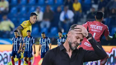 Brian Rodríguez tirando a gol, Martín Demichelis y jugadores/ Foto San Cadilla El Norte.