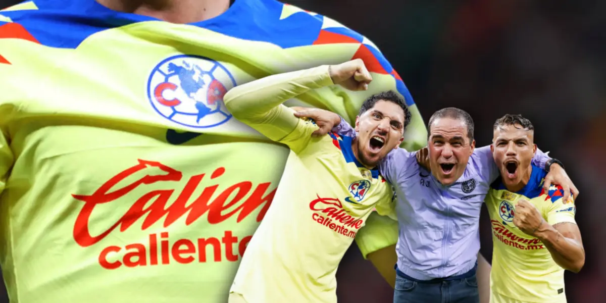 Camiseta del América, André Jardine y jugadores celebrando/ Foto Fútbol Total.