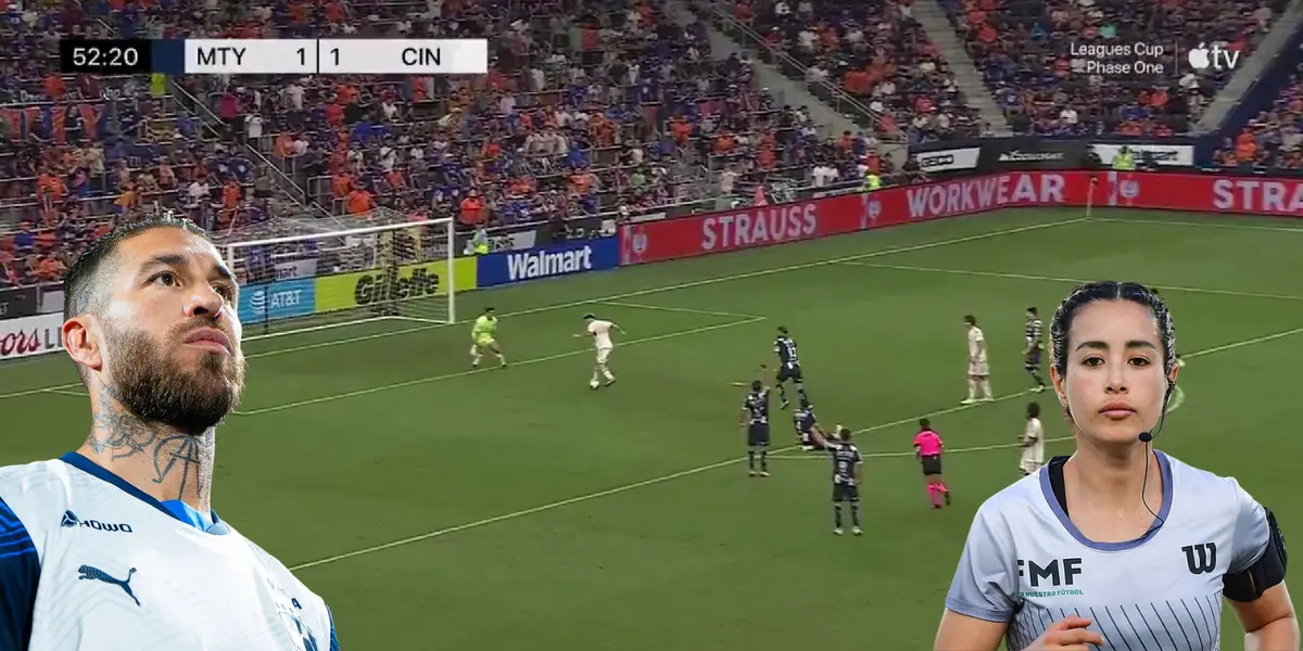 Captura de Leagues Cup del segundo gol de Cincinnati, con Ramos y Katia al frente