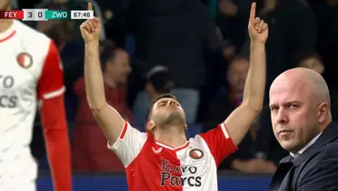 Captura de pantalla de Fútbol Picante, en el momento en que Giménez celebra su primer gol.