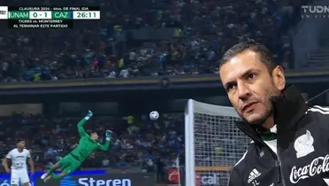 Captura de pantalla de la transmisión de TUDN, del error de Julio González y gol de Cruz Azul.